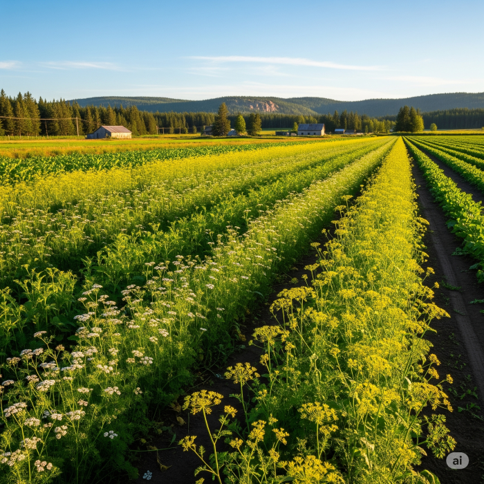 a field growing canadian herbs and spices